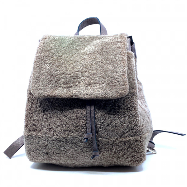 Bonnie backpack, shearling taupe, front