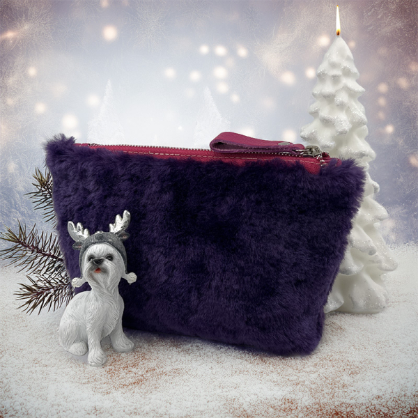 Bonnie Porchette Felltasche Clutch Alice, Lammfell violett, winter style