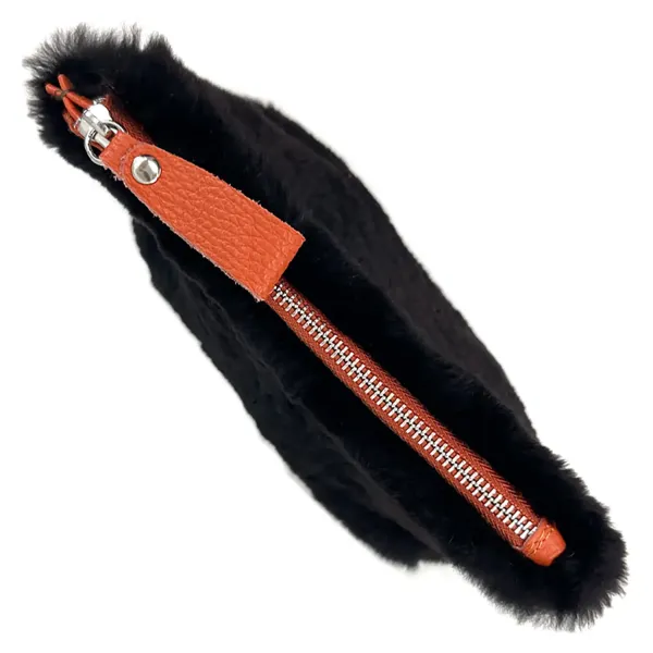 Bonnie Porchette Felltasche Clutch Alice, Nutria braun, Detail Zipp