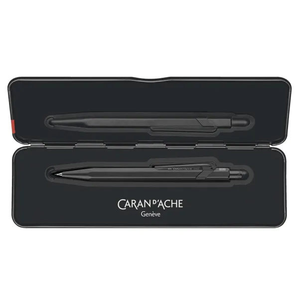 Caran d'Ache pens 849 mechanical pen black code, slim case open