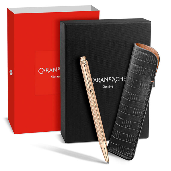 Caran d'Ache ballpoint set Ecridor Damier rosegold plated