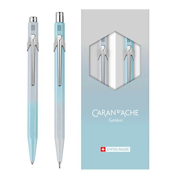 Caran d'Ache, Set 849 Kugelschreiber+Minenhalter Blue Lagoon hellblau