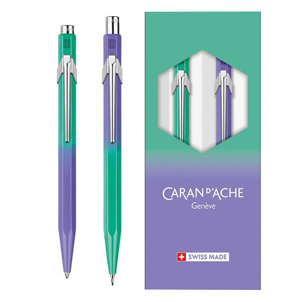 Caran d'Ache Set 849 ballpoint+mechanical pen Borealis, green+purple