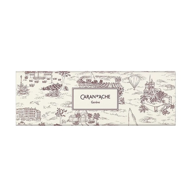 Caran d'Ache Toile de Jouy gift box with burgundy Geneva illustrations