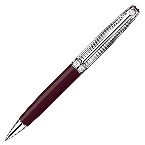 Caran d'Ache Léman Toile de Jouy Bordeaux Kugelschreiber mit guillochierter Metallkappe