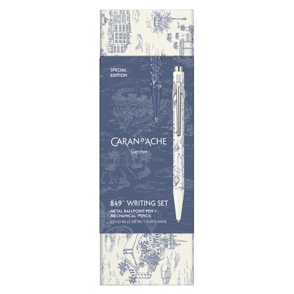 Caran d'Ache Toile de Jouy writing set with illustrated Geneva Edition packaging