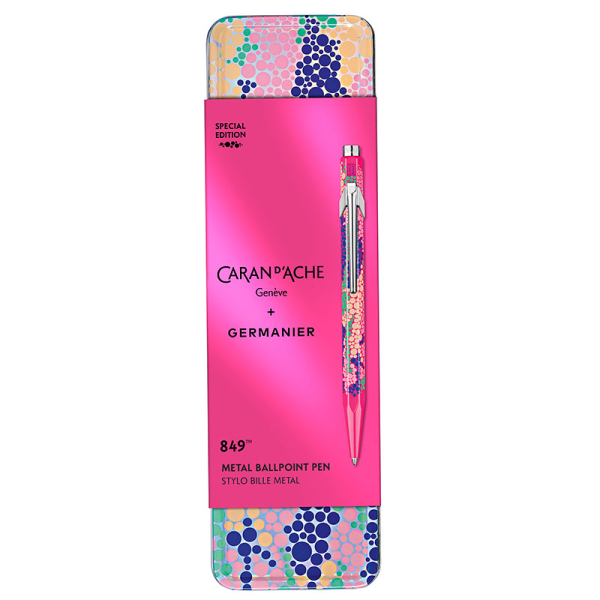 caran d Ache 849 ballpoint desgined by kevin Germanier, neonpink, pearl pattern gift box, badnerol