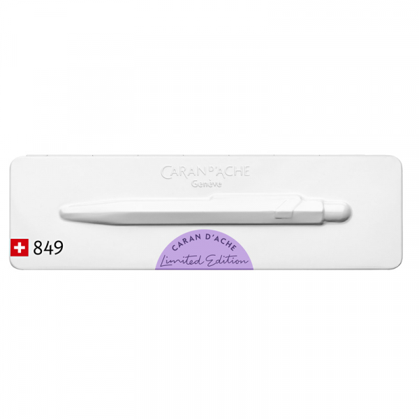 caran d ache 849 Kugelschreiber caran d Ache 849 ballpoint Claim Your Style 3 violett, Metallbox von vorn