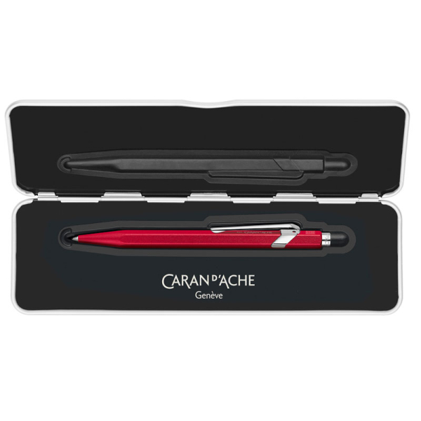 Caran d'Ache, Kugelschreiber 849 Colormat-X, metallic rot,  Slim Case offen