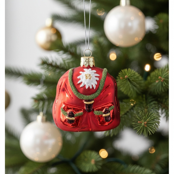 Christborn Weihnachtsanhänger RUCKSACK rot am Tannenbaum