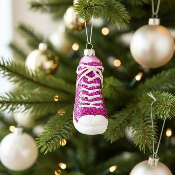 Christborn Weihnachtsanhänger SNEAKER pink am Tannenbaum