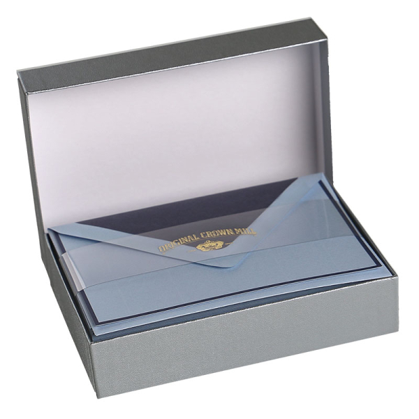 Crown Mill Korrespondenz Karten Set mit Briefumschlage Bicolor, blau-dunkelblau, box