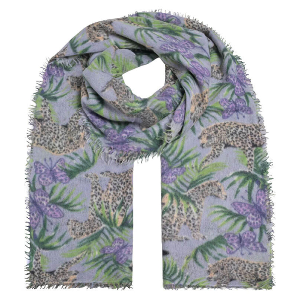 Cute Stuff, cashmere Schal, Jungle grau lila front