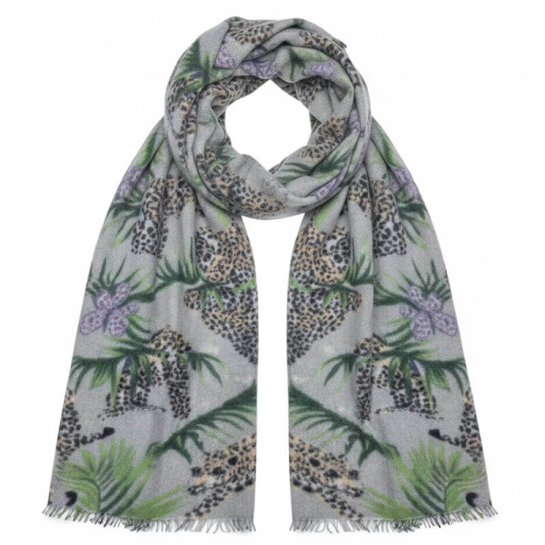 Cute Stuff, cashmere Schal, Jungle grau lila front