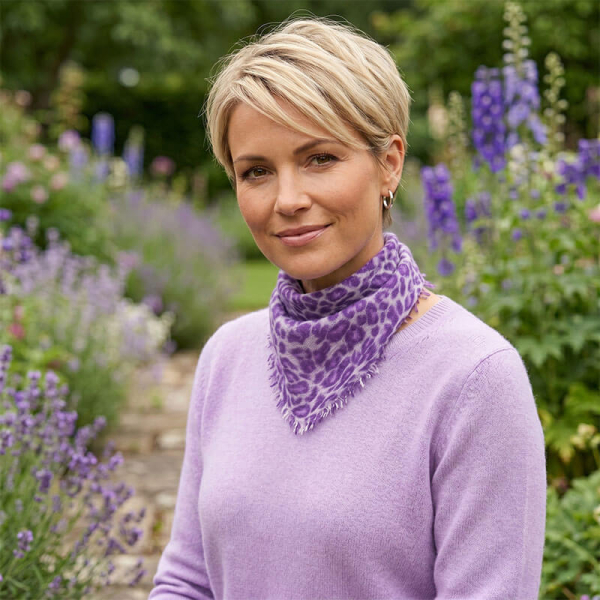 Cute Stuff, cashmere Bandana Leo Cs lavender violett flieder Model style 1