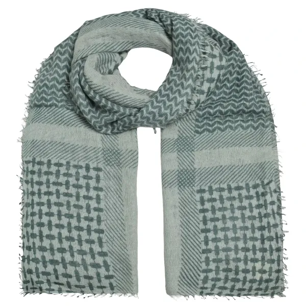 Cute Stuff Cashmere Schal Luna Sage Tea mit grafischem Muster