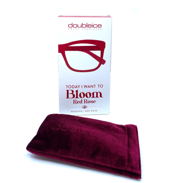 Doubleice reading glasses Bloom Velvet red, soft case