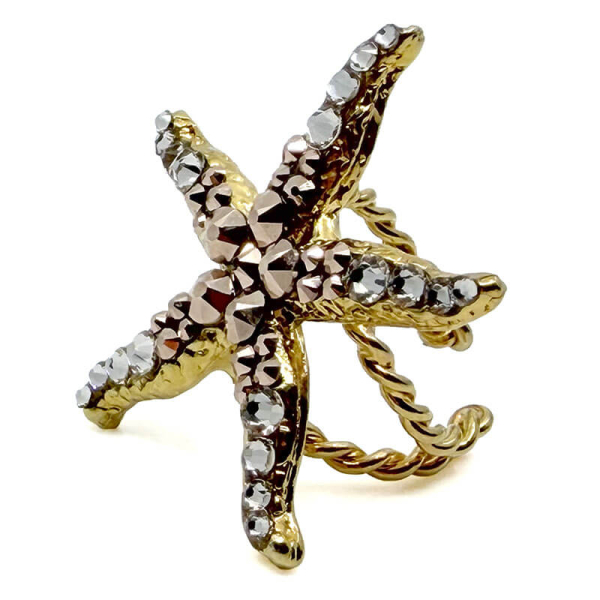 Ekaterini Ring Arethusa Seestern, champagner pink, light peach gold, side