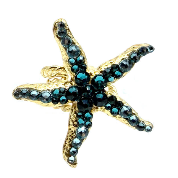 Ekaterini Ring Arethusa Seestern, türkis gold, front