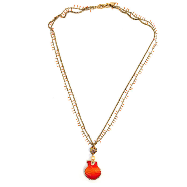 Ekaterini Kette Dazling Colio pink-grün verlaufen, goldene Akzente front