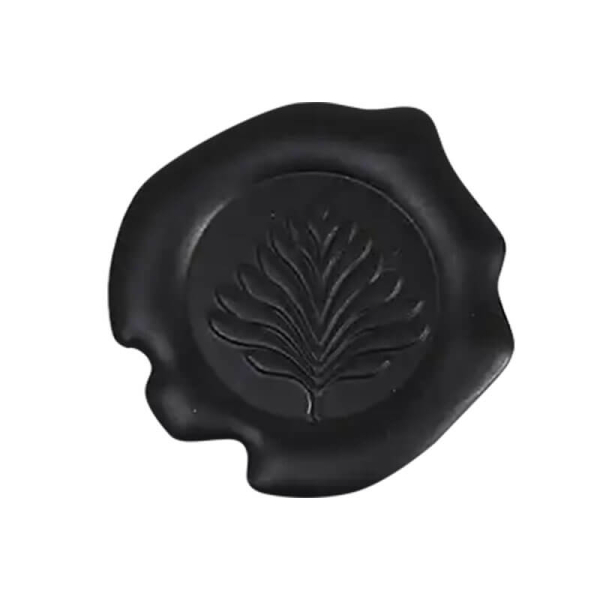 Geschenkaufkleber Siegel Leaf Blatt mattschwarz