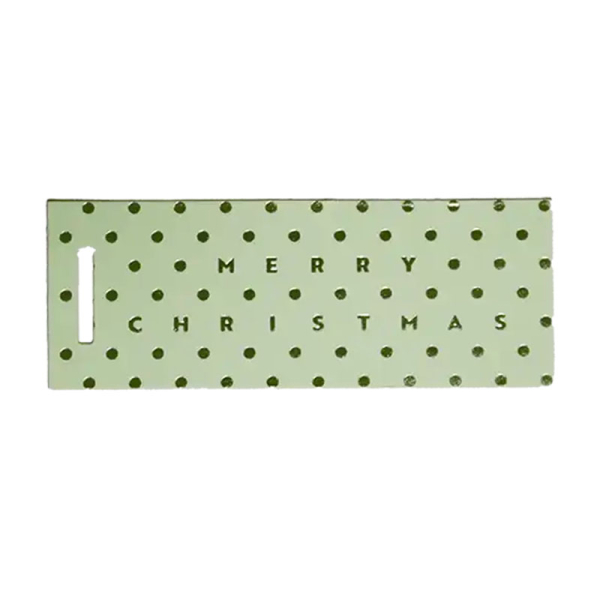 Gift Paper Tag Merry Christmas green with embossing green dots