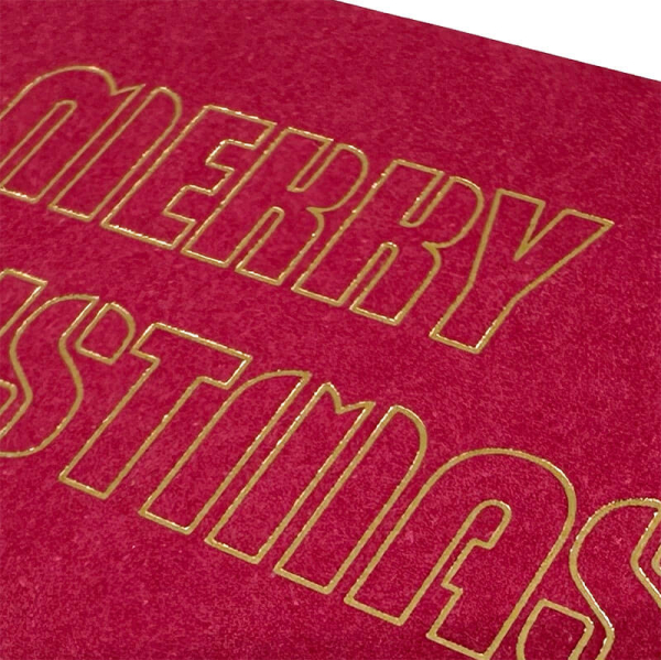 Gift Paper Tag Merry Christmasmodern pink with embossing gold Merry Christmas, detail embossing