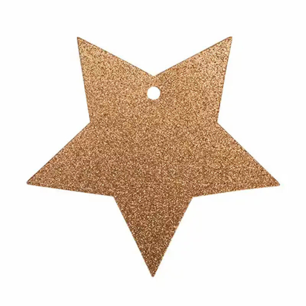 Geschenkanhänger, Stern, kupfer, glitter,