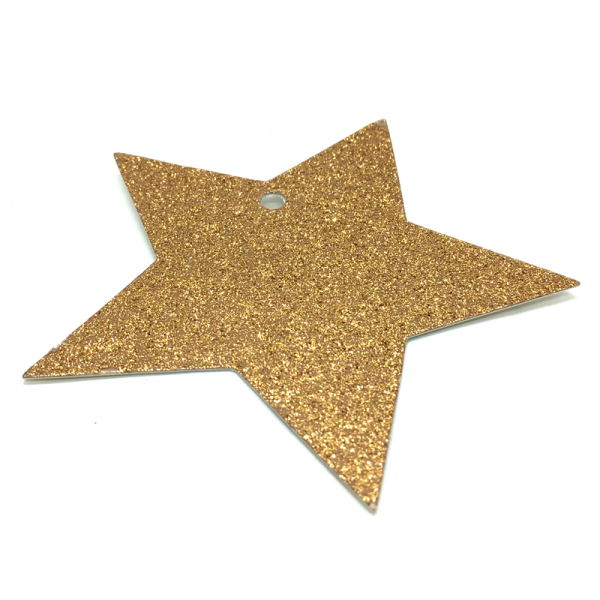 Geschenkanhänger, Stern, kupfer, glitter