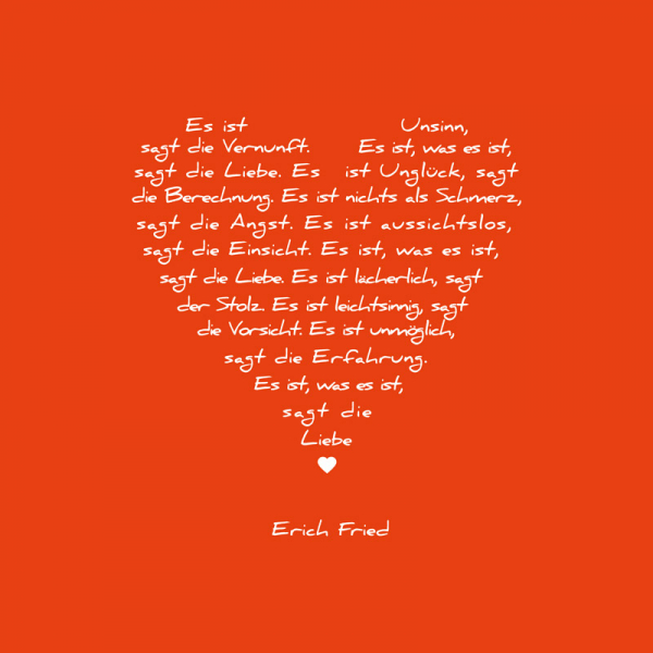 Bild auf Leinwand Liebesgedicht weiss, Druck orange