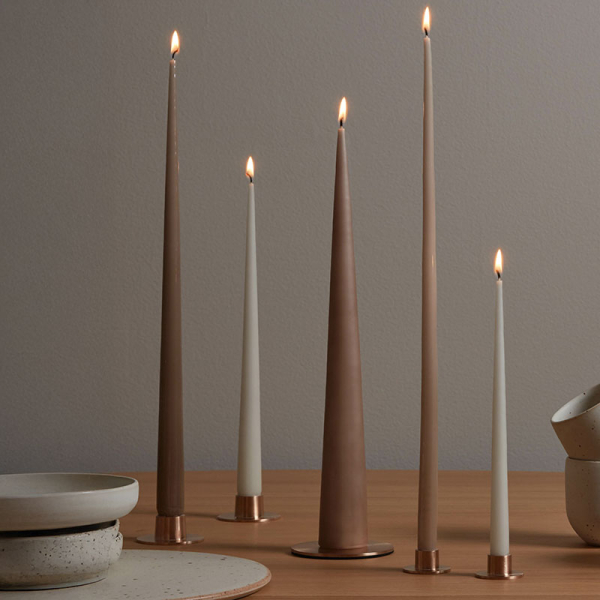 Ester-Erik Candle Holder matte rosegold set of 2, style bronw beige