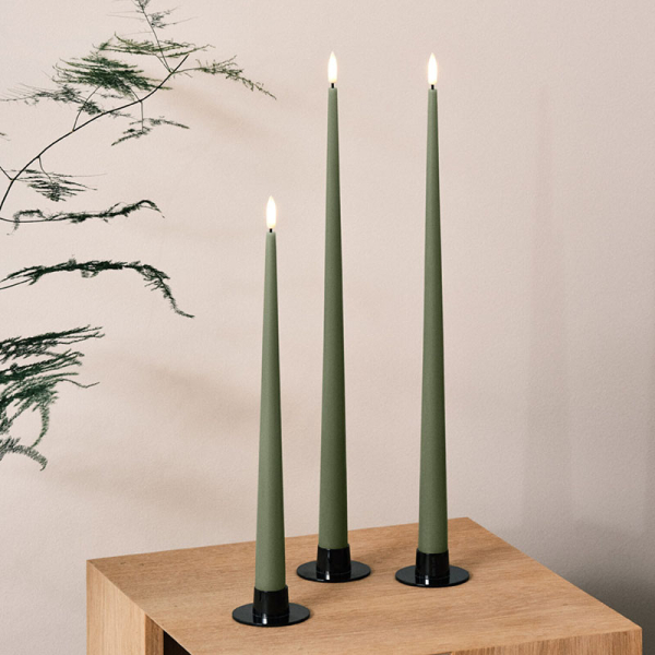 Ester-Erik LED Taper candle khaki green, stlye