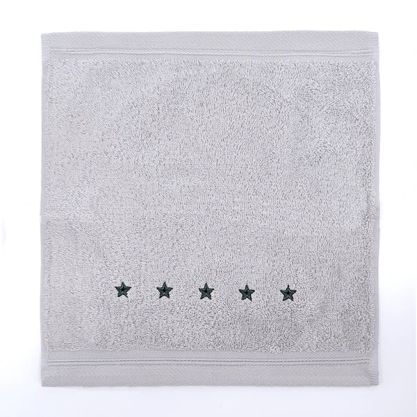 Evelyn Kahle Seiftuch STAR 30 x 30 cm mit fünf dunkelgrün gestickten Sternen