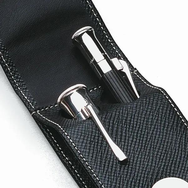 Graf von Faber - Castell, Stiftetui 2er- Leder schwarz, detail