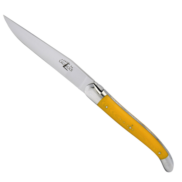 Forge de laguiole Steakmesser, komprimertes Gewebe, gelb
