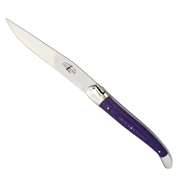 Forge de laguiole Steakmesser, komprimertes Gewebe, lila