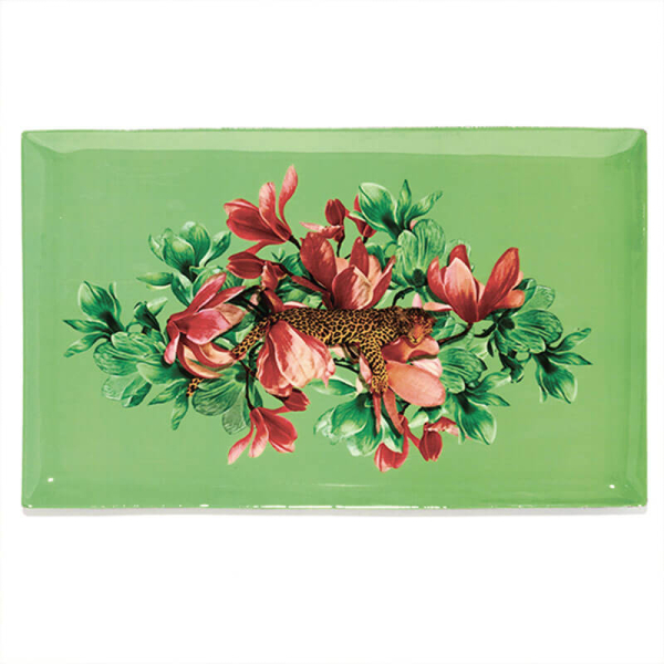 Gangzai Vide Poche, rechteckiges Tablett, Dodo, Tablett, rechteckig, Lack mehrfarbig, front