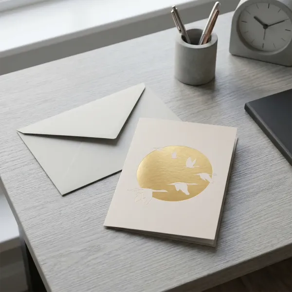 Gmund Greeting Card SKY A5 grey hotfoil printing gold, embossing, style