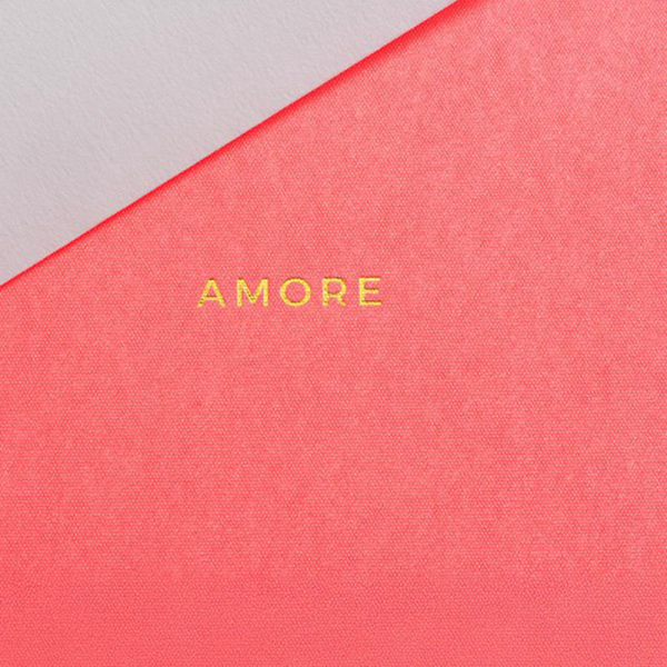 Gmund Glückwunsckarte Little color notes A7, AMORE, neon pink, Heissfolienprägung gold detail