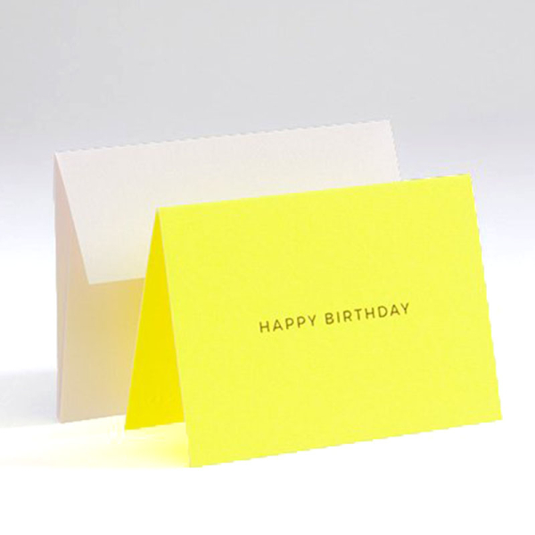Gmund Glückwunsckarte Little color notes A7, Happy Birthday , neon gelbt, Heissfolienprägung gold mit Umschlag  style