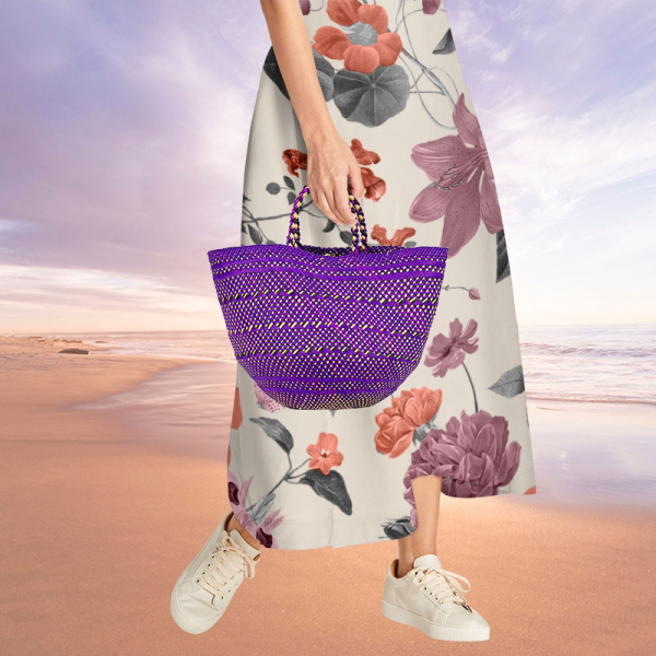 Guanabana Tote Canasto Bag S, Iraca, violett, style