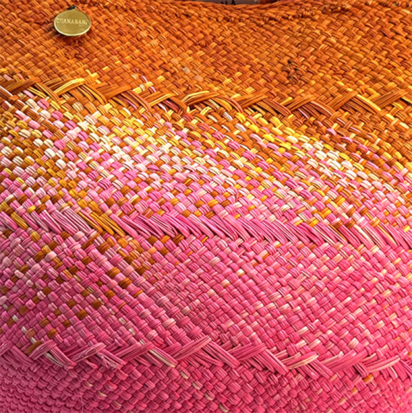 Guanabana Tote Canasto Bag S, Iraca, pink-orange, detail