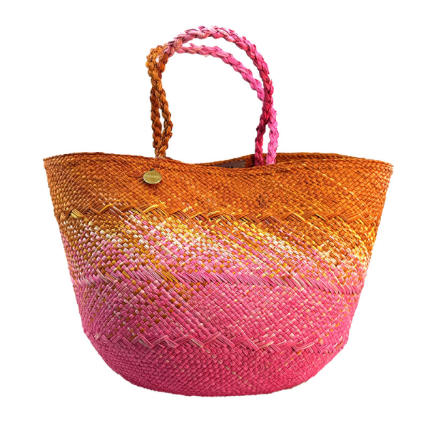 Guanabana Tote Canasto Bag S, Iraca, pink-orange
