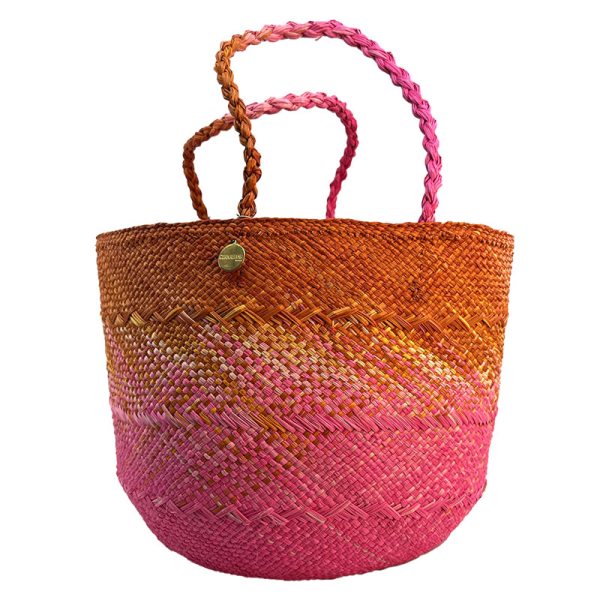 Guanabana Tote Canasto Bag S, Iraca, pink-orange, Innenansicht