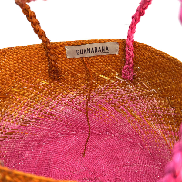 Guanabana Tote Canasto Bag S, Iraca, pink-orange,inside