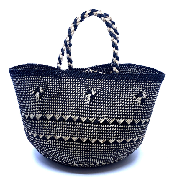 Guanabana Tote Canasto Bag S, Iraca, mosaic schwarz-beige, Innenansicht