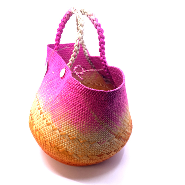 Guanabana Tote Canasto Bag S, Iraca, pink-orange-beige, Innenansicht