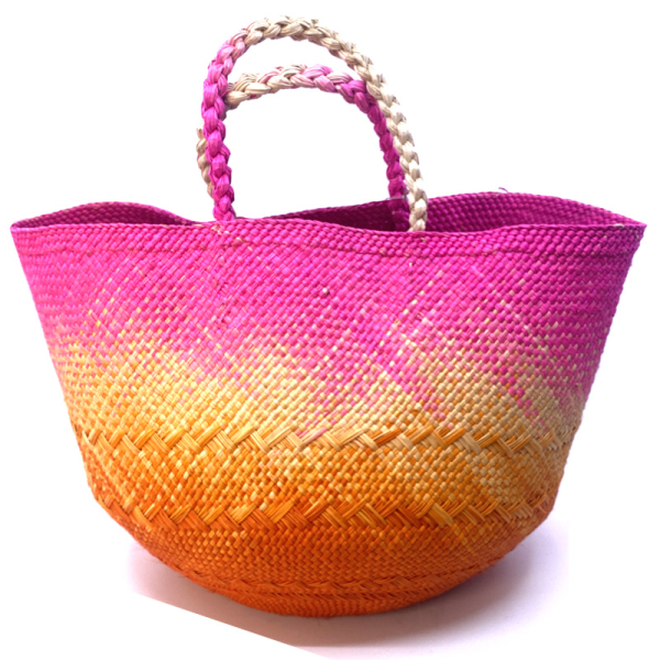 Guanabana Tote Canasto Bag S, Iraca, pink-orange-beige