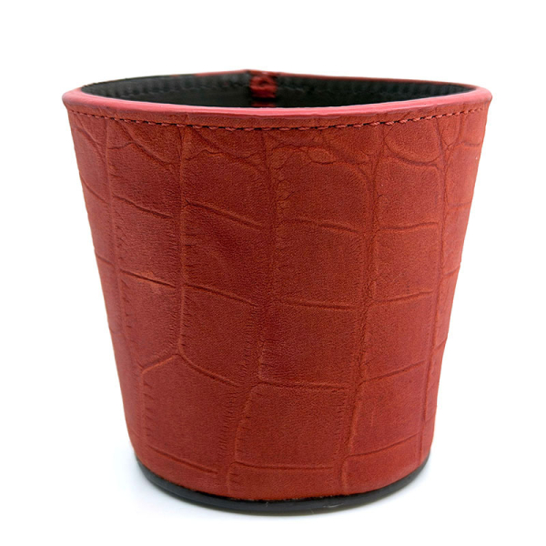 Hector Saxe LEATHER DICE CUP in orange front view