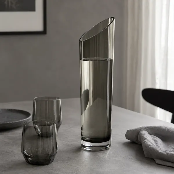 Wasserkaraffe, Kristallglas, smoked, Hering Berlin, style